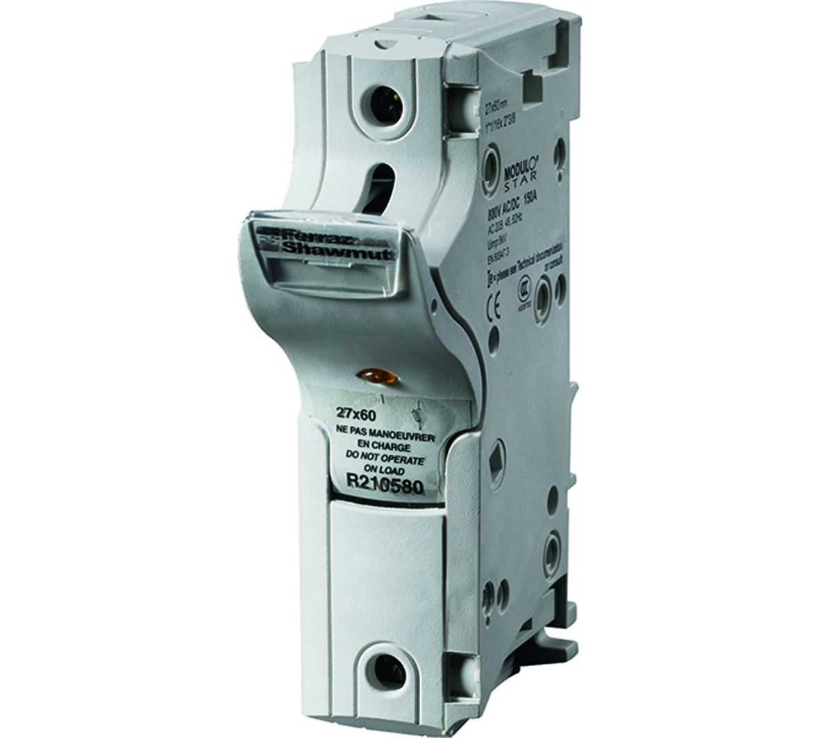 R210580 - modular fuse holder, IEC, 1 pole, 1P, size 27x60, DIN rail mounting, IP20